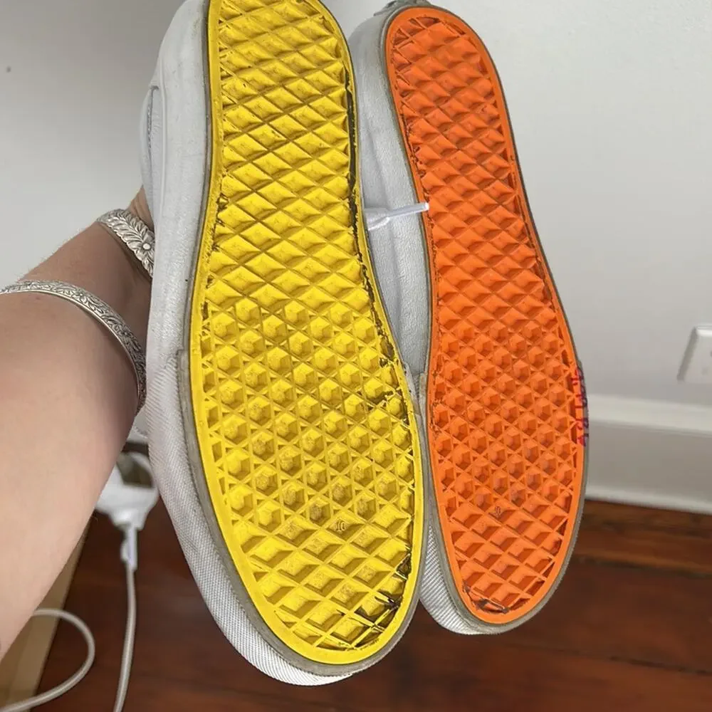 Vans x Flour Shop rainbow leather low top sneakers sz 7